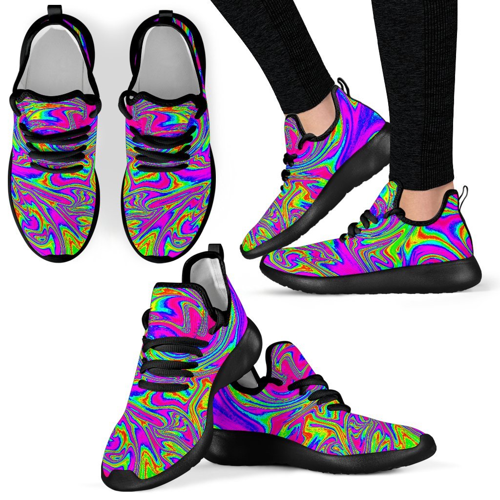 Abstract Psychedelic Liquid Trippy Print Mesh Knit Shoes