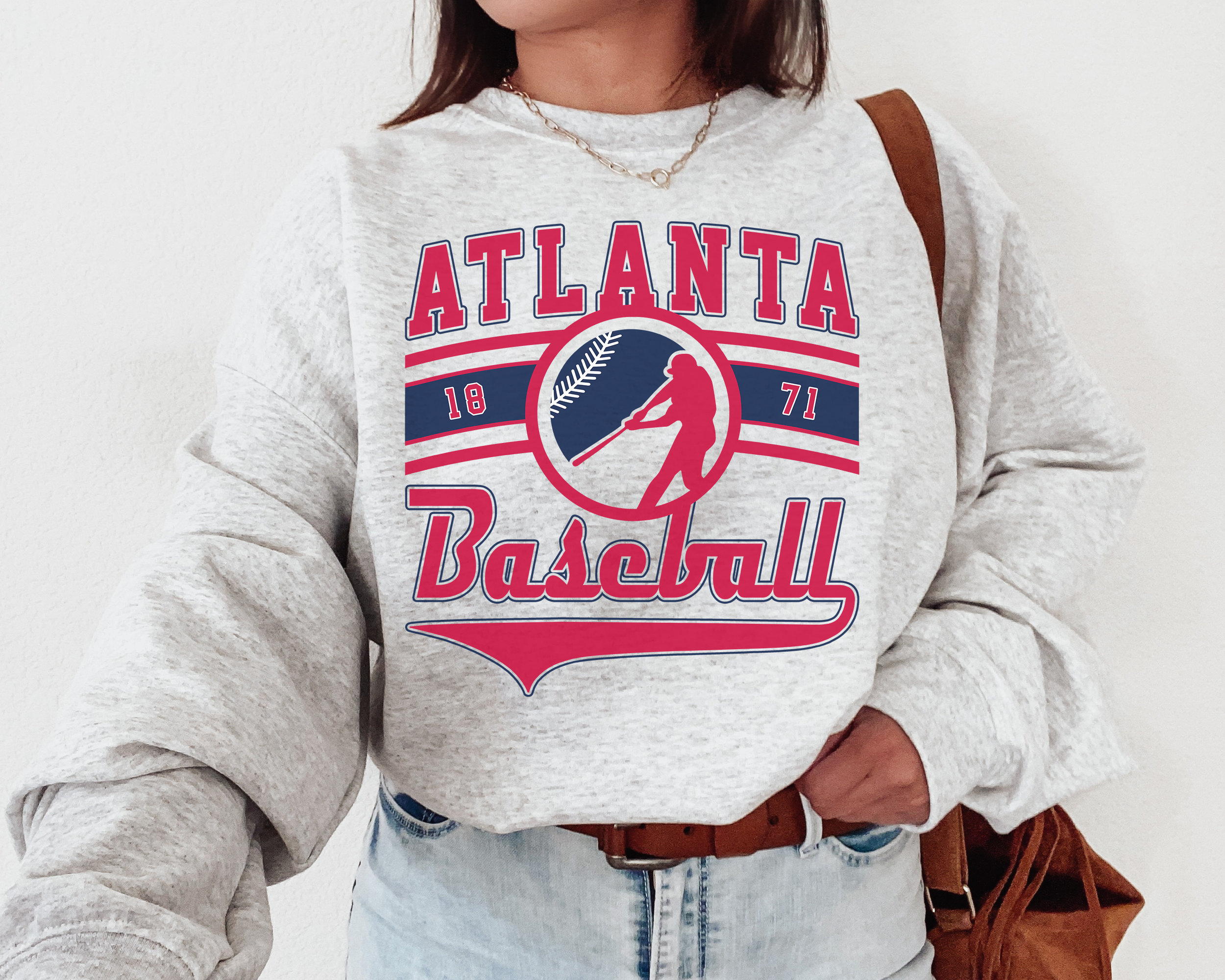 Vintage Atlanta Brave Crewneck Sweatshirt / T-Shirt, Braves EST 1871 Sweatshirt, Atlanta Baseball Shirt, Retro Braves Shirt, Baseball Game