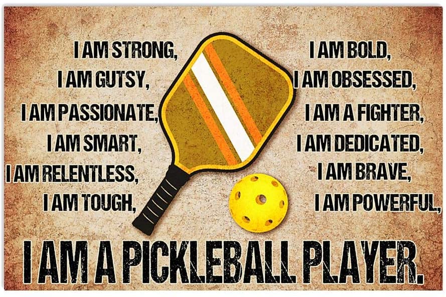 Vintage Pickleball – Strong Gutsy Brave Powerful Pickleball Player Poster Art Print      Home Decor Gift For Men Women Family Friend On Birthday Xmas