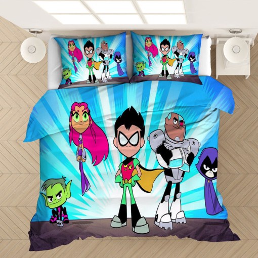 Teen Titans Go 1 Duvet Cover Pillowcase Home Decor 3D Bedding Set 9489