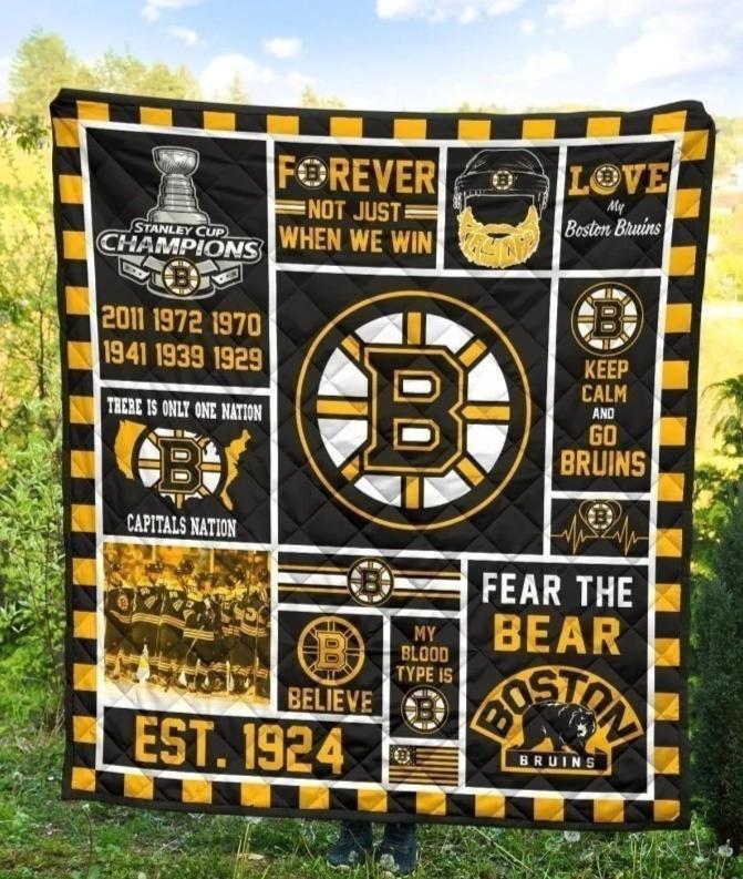 Forever Boston Bruins Fear The Bear Quilt Blanket