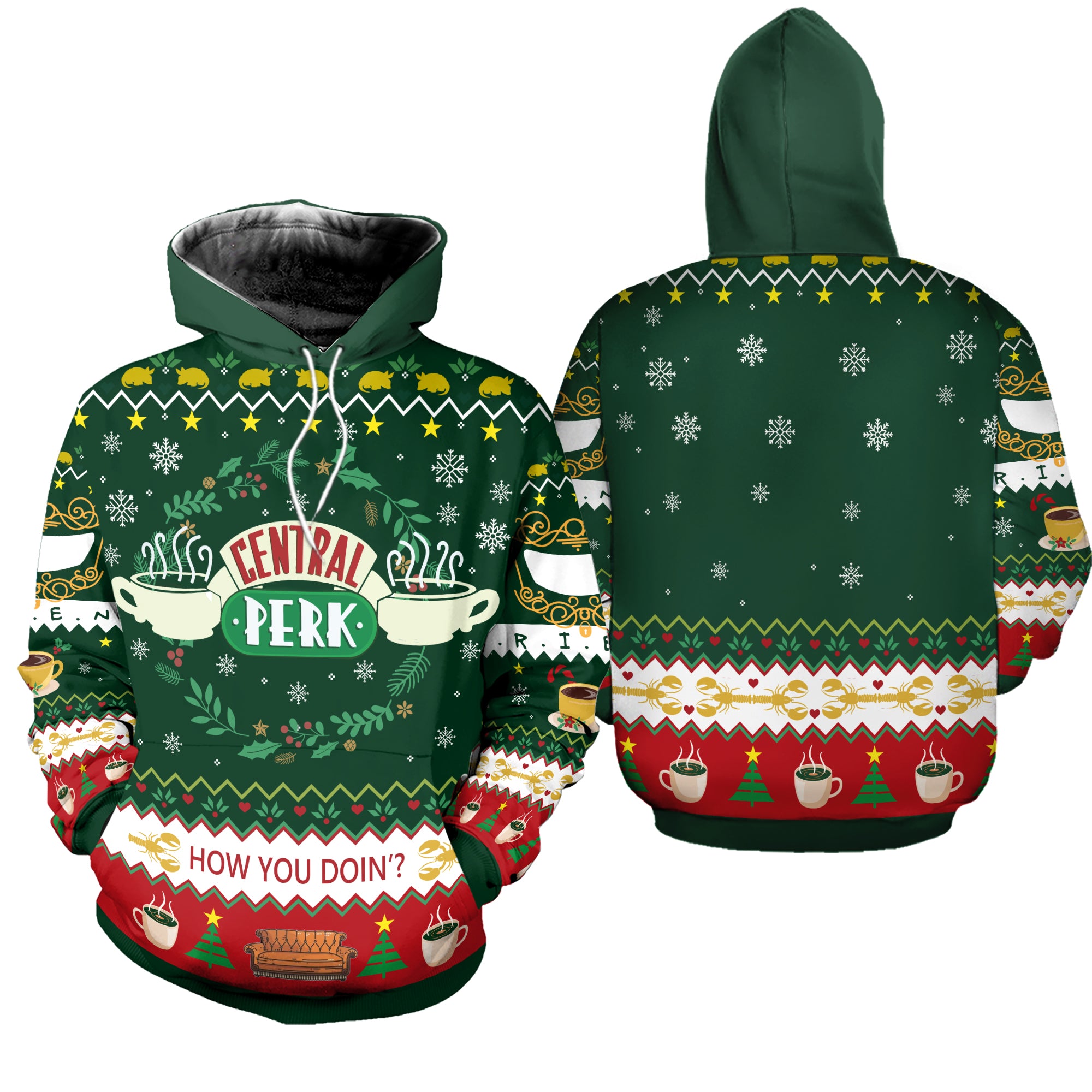 Friend Central Perk Ugly Christmas Sweatshirt Hoodie All Over Printed Pf205