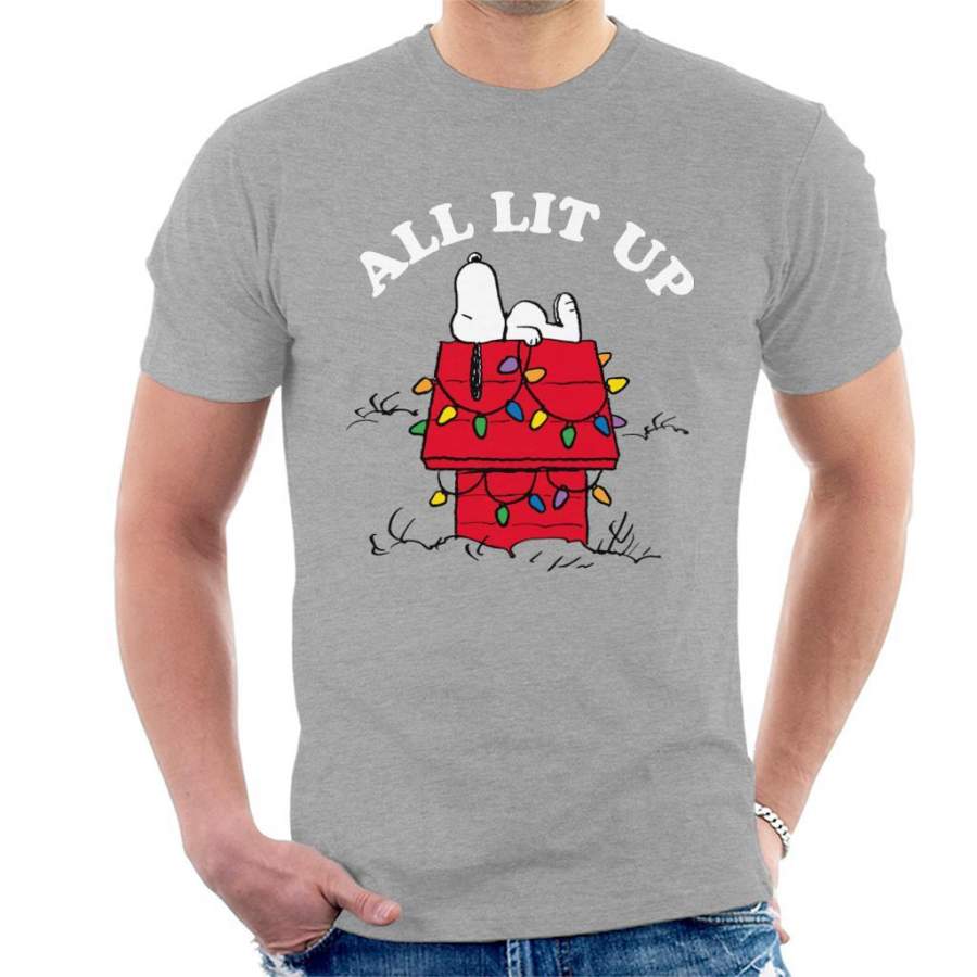 Peanuts Christmas All Lit Up Snoopy Men’s T-shirt
