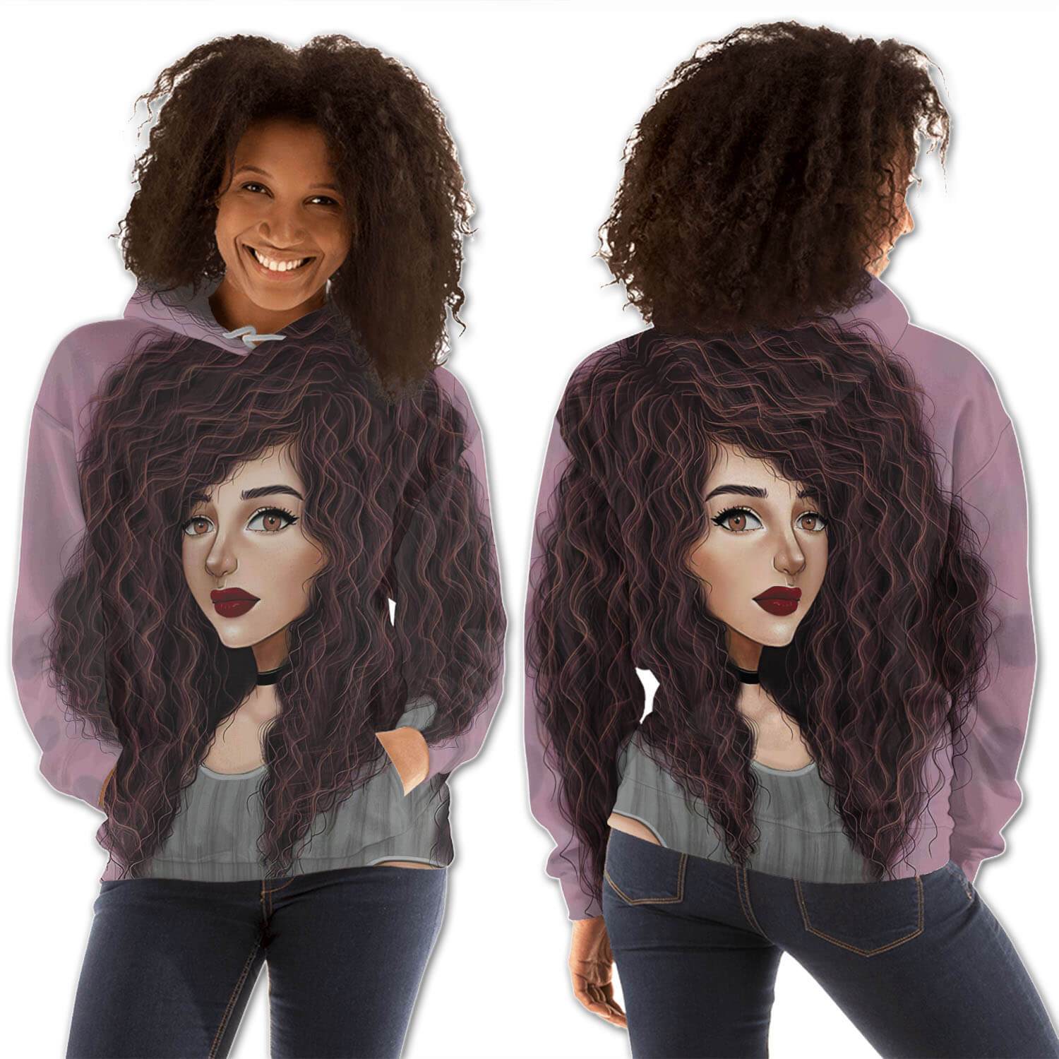 African American Hoodies Beautiful Melanin Girl All Over Print Womens Hooded Sweatshirt Black History Clothing BPS88919