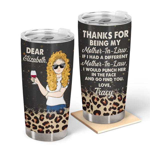 Thanks For Being My Mother-In-Law Leopard Pattern – Family Gift – Personalized Custom Tumbler