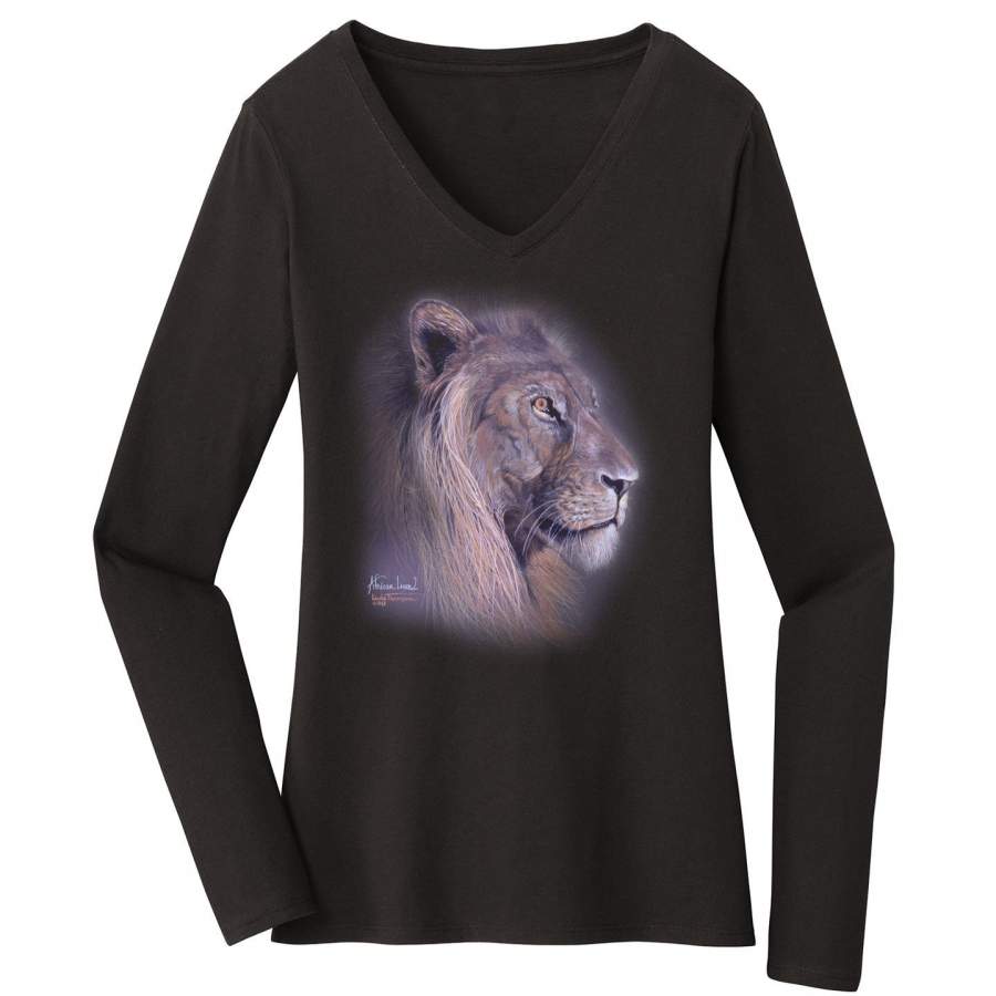 African Lion – Women’s V-Neck Long Sleeve T-Shirt