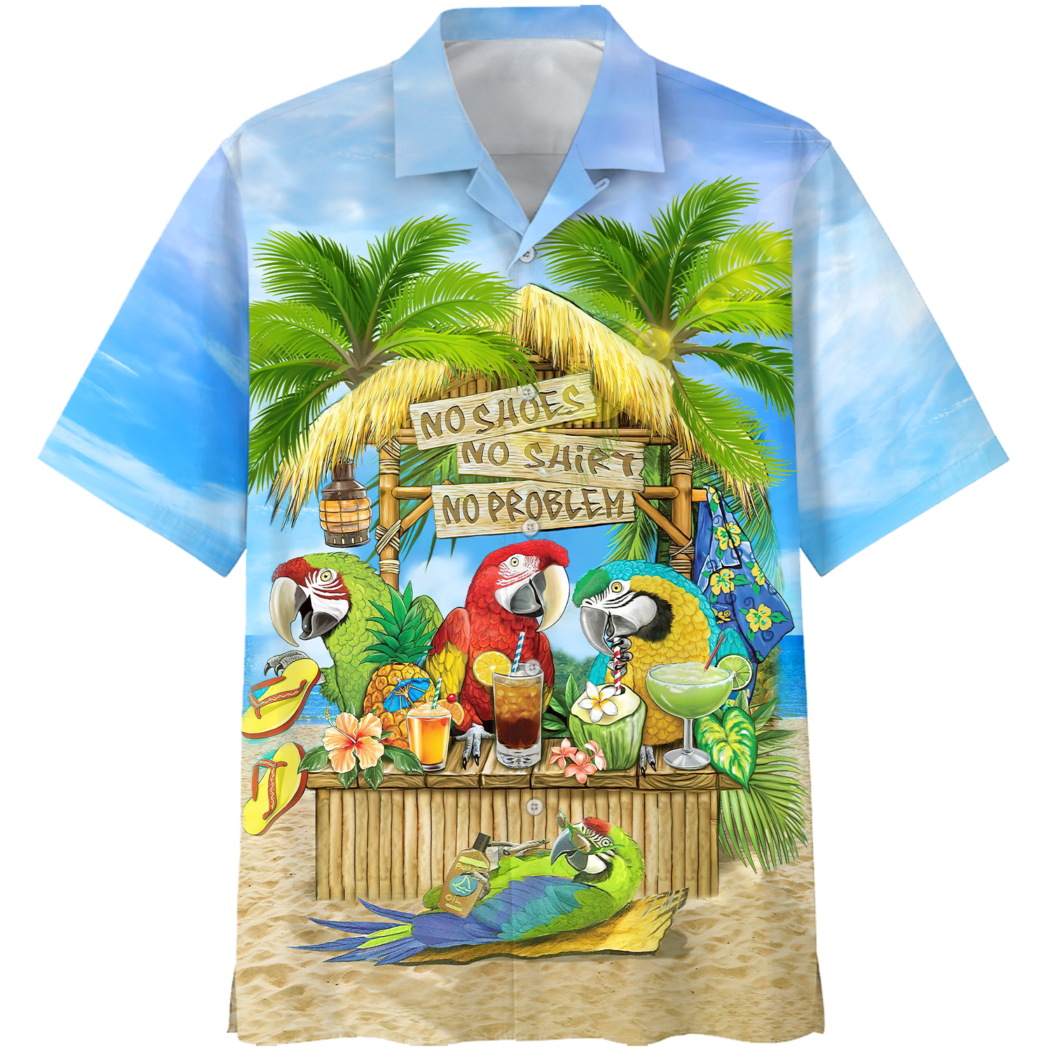 Famille Parrot No Shoes Shirt Problem Hawaii Short Ha78983