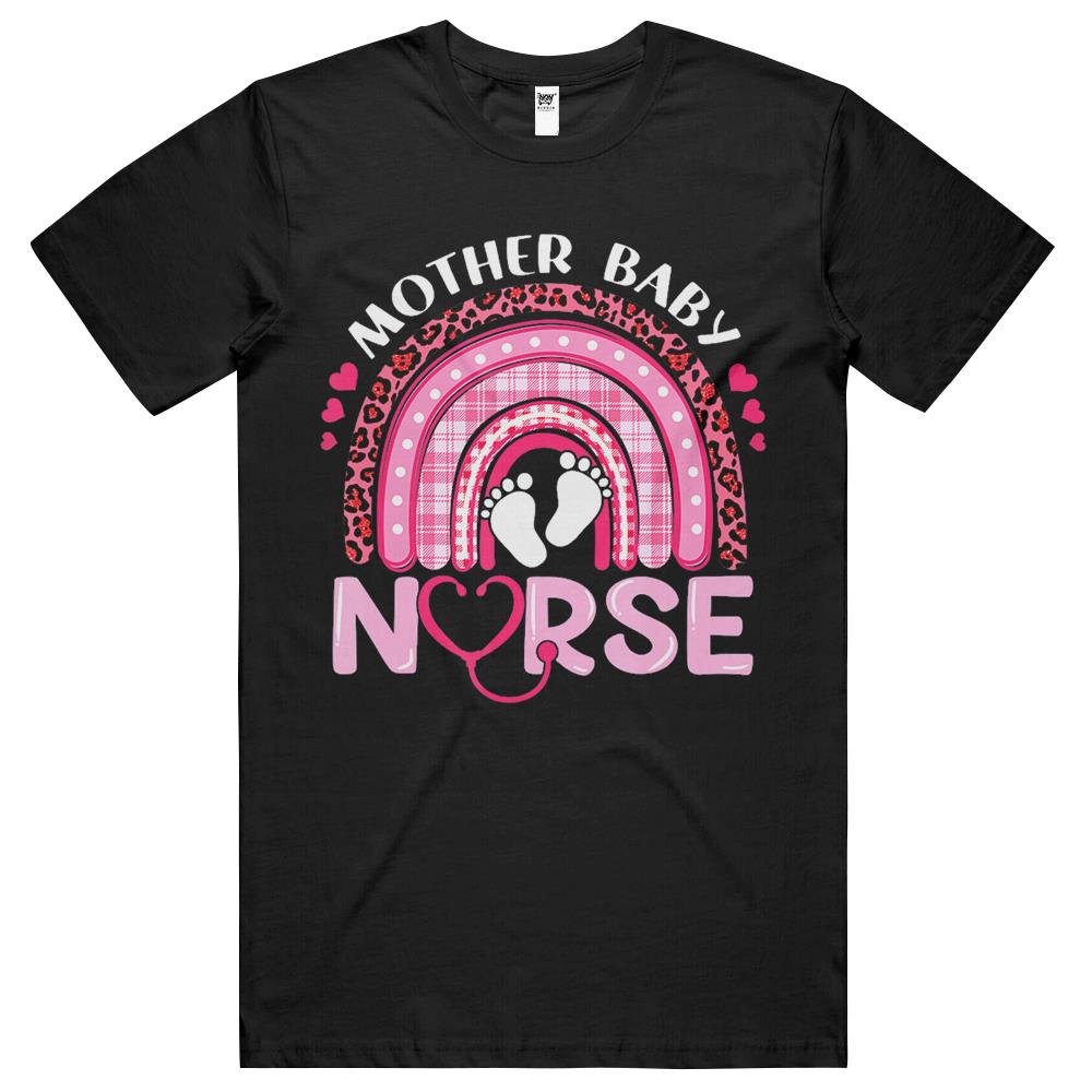 Rainbow Mother Baby Nurse Postpartum Nursing Valentine T Shirts