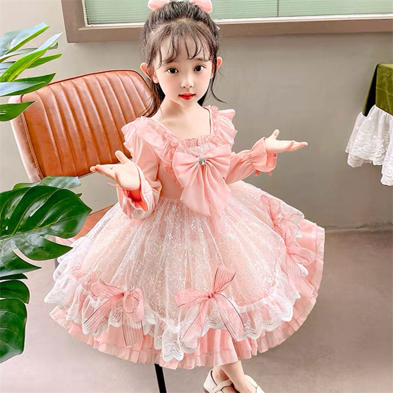 Baby Girls Spring Autumn Dress Kids Skirt Girls Korean Style Kids Casual Princess Dress Pink Girls Clothes 2-8 Years Old alx