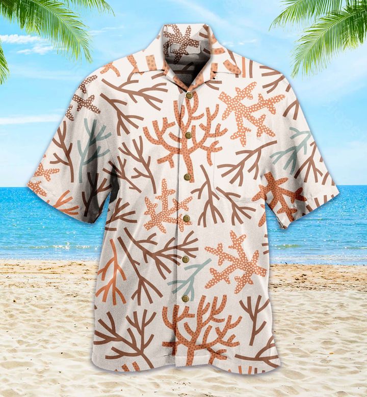 Boho Earthy Sea Corals Brown Hawaii Shirt Ha69355