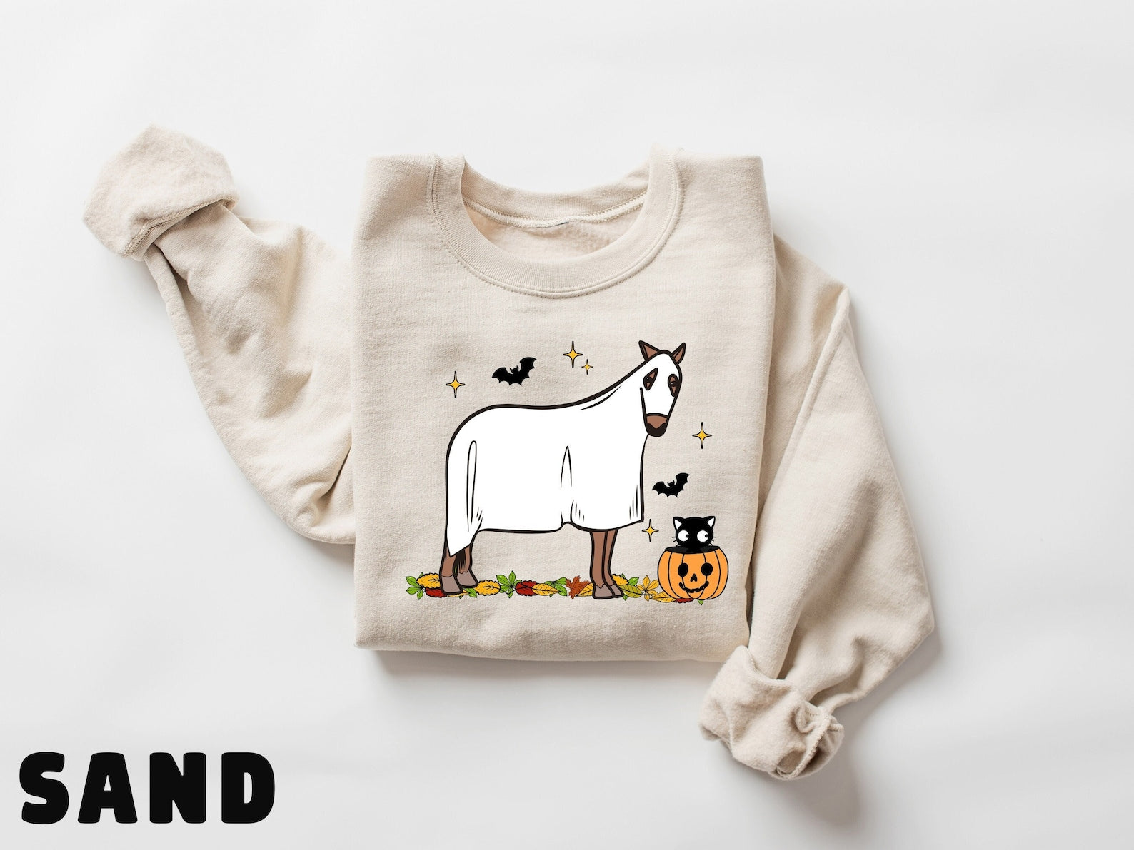 Halloween Horse Ghost Sweatshirt Halloween 2D Crewneck Sweatshirt All Over Print Sweatshirt For Women Sweatshirt For Men Sws4210