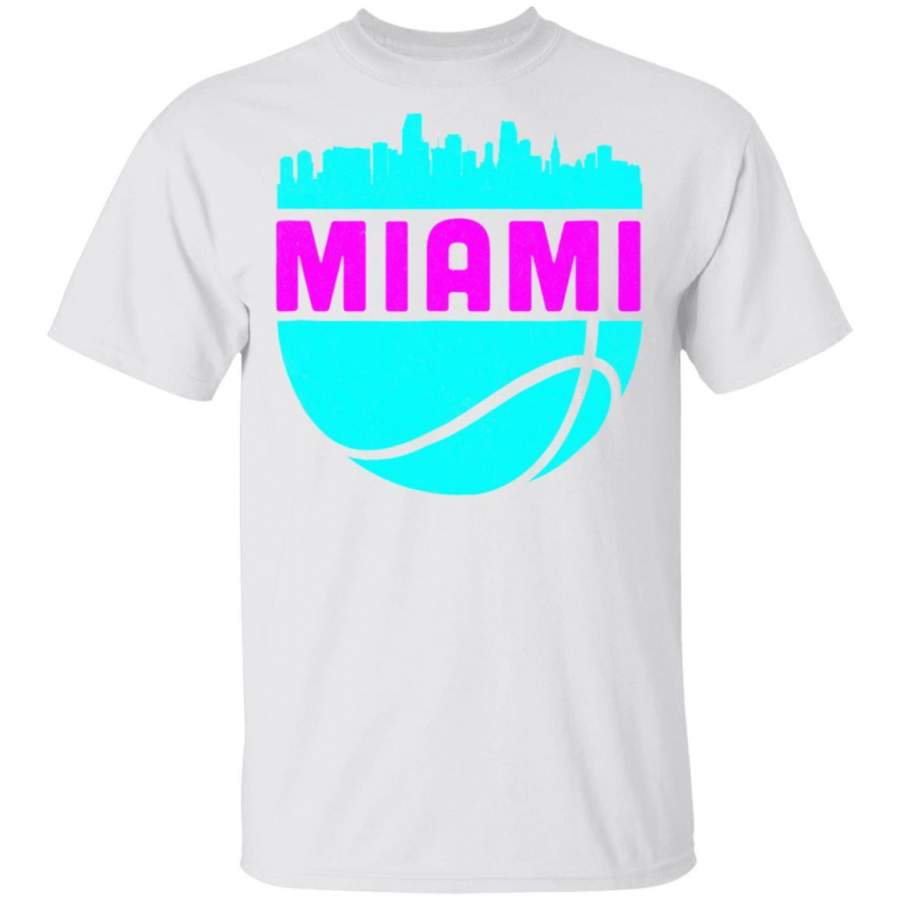 Vintage Miami Florida Cityscape Retro Basketball T-Shirt