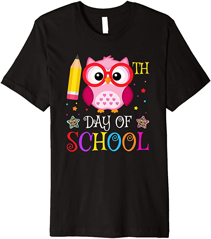 Cute 100th Day Of School Owl lover Kids Girls Leopard Premium T-Shirt