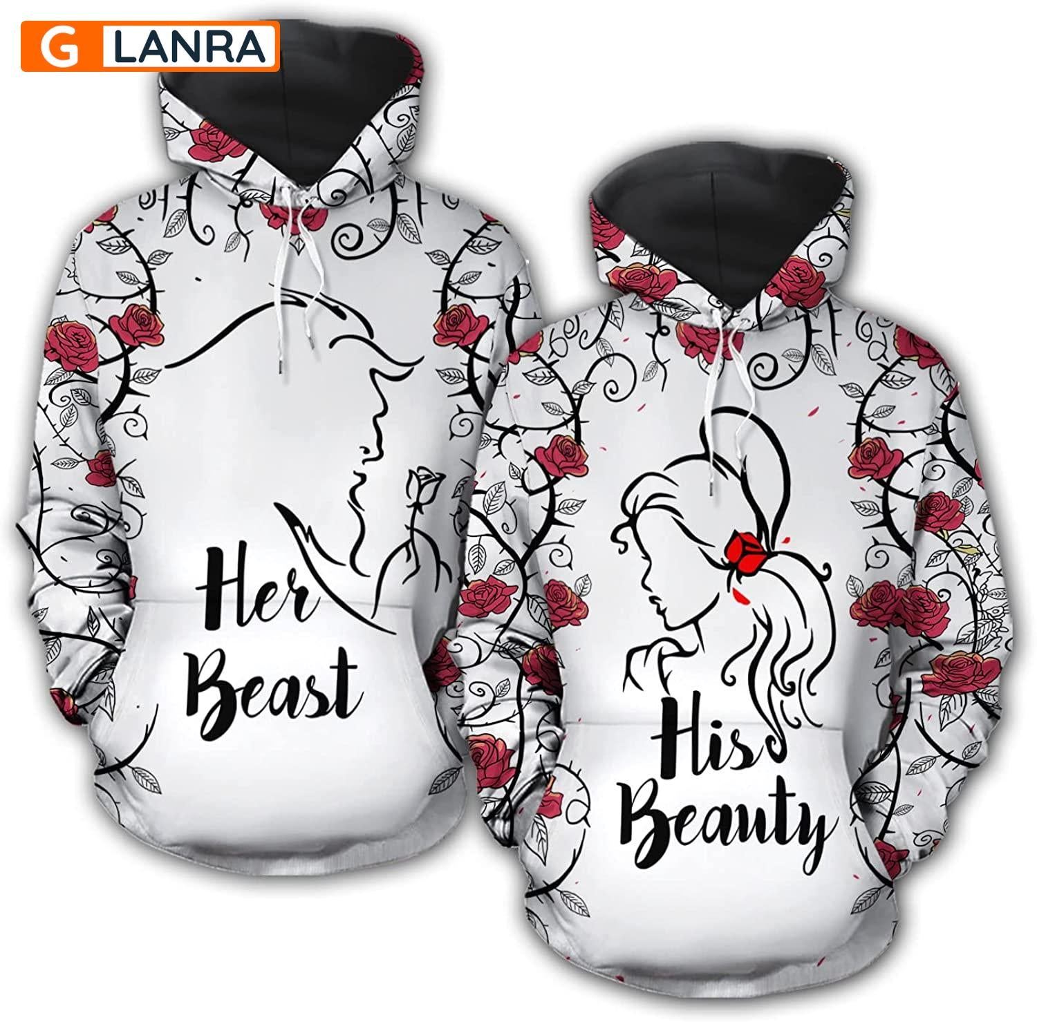 Her Beast His Beauty Hoodie, Beast Beauty Couple Hoodie, Matching Couple Hoodie, Husband Wife Hoodie, Unisex Sweater, Sweatshirt