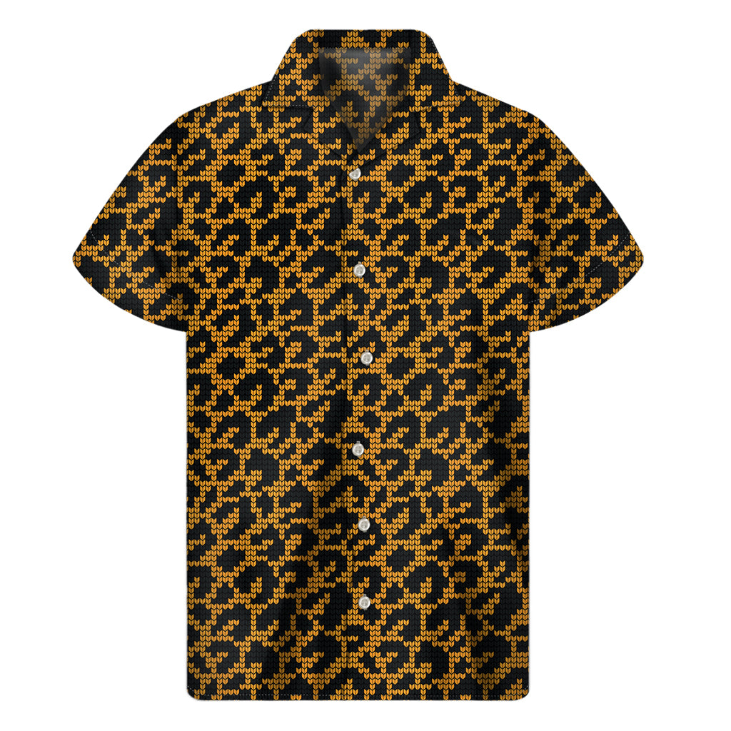 Wild Leopard Knitted Pattern Print Men’S Short Sleeve Shirt