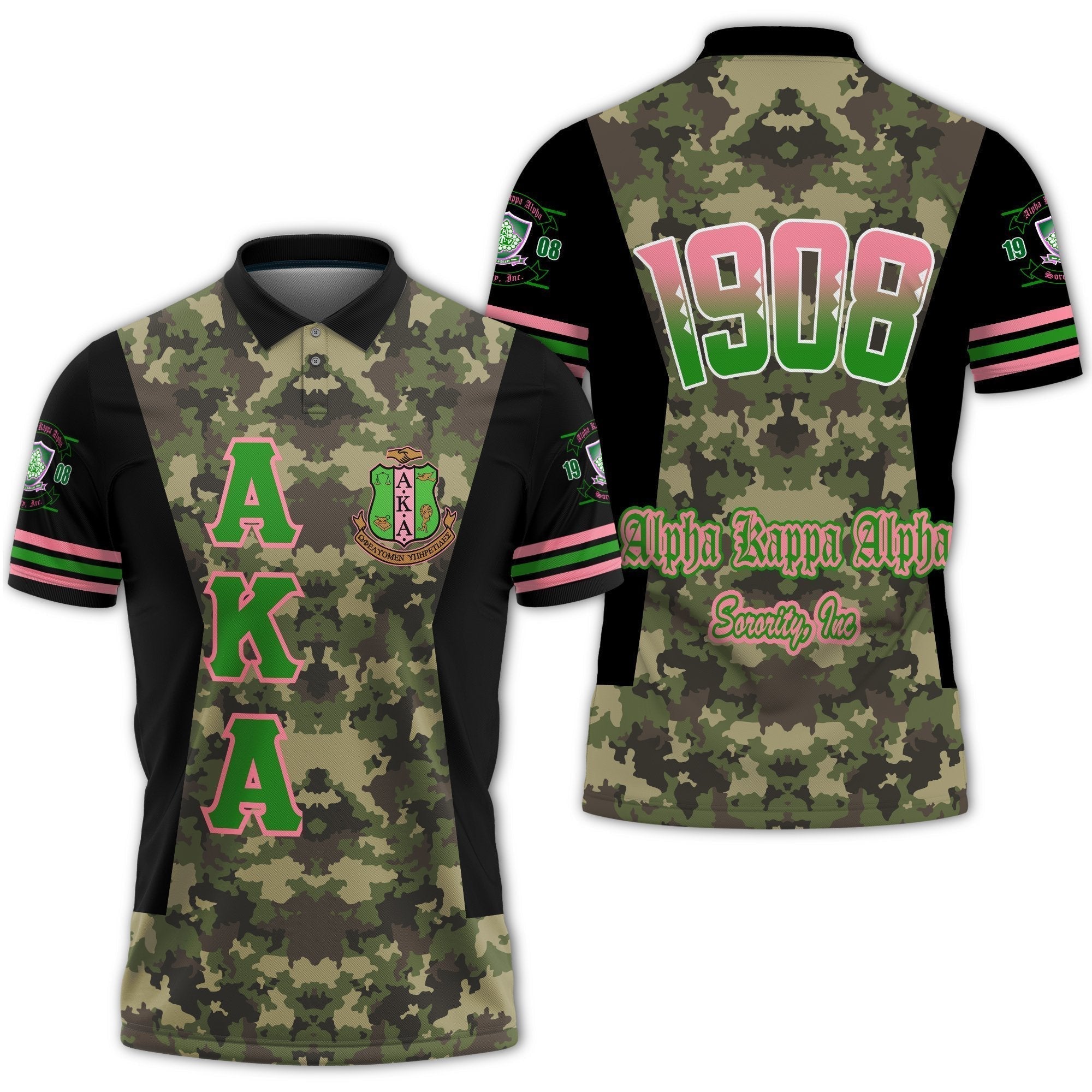 Alpha Kappa Alpha Sorority Camouflage Polo Shirt