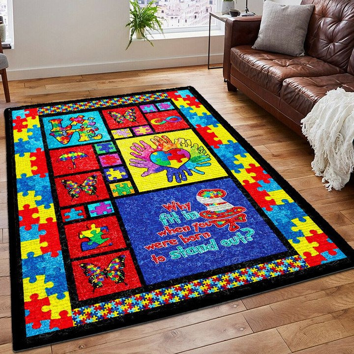 Autism Rug, Autism Mom Area Rug, Autism Awareness Printing Floor Mat Carpet, Autism Lips Rug, Gifts For Autism