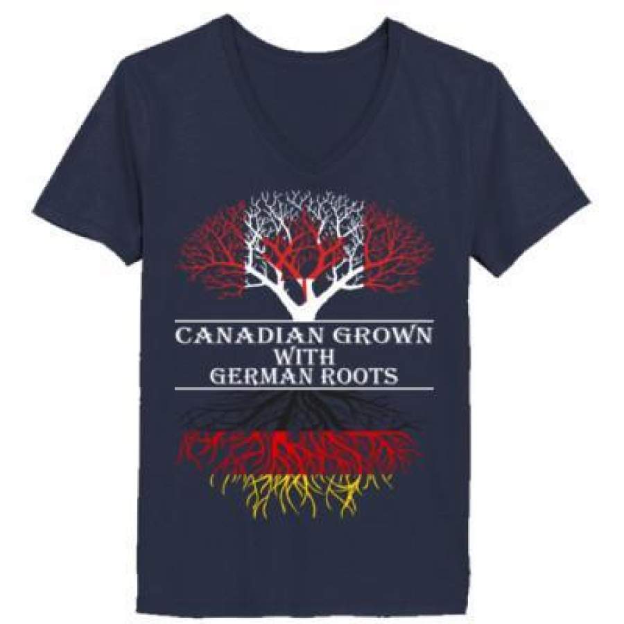 AGR Canadian Grown With German Roots – Ladies’ V-Neck T-Shirt