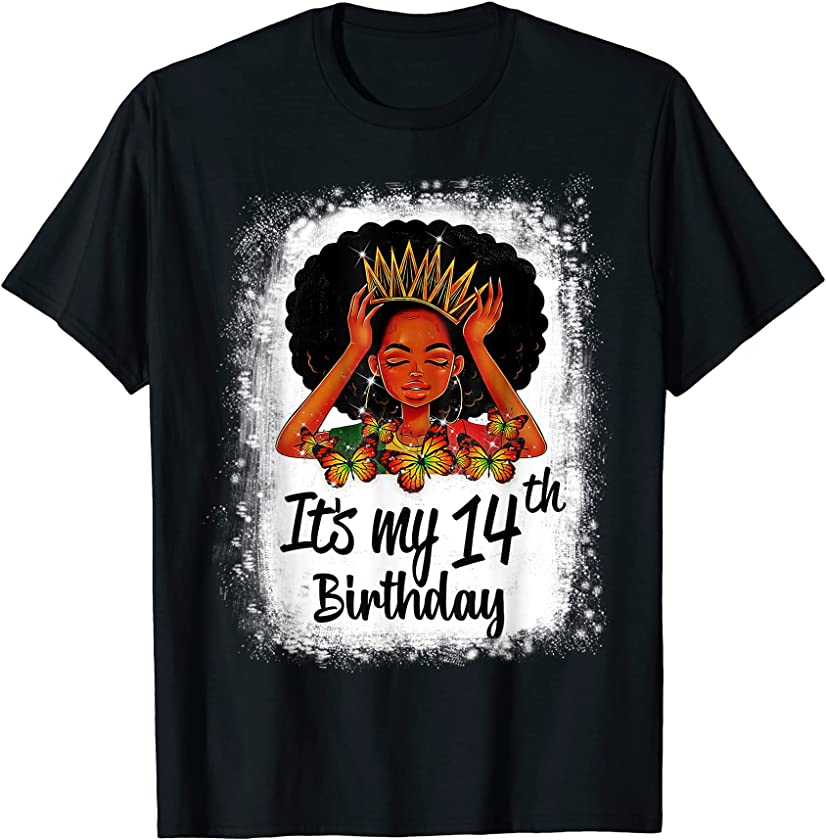 14 Years Old Black Melanin Women Girl It’s My 14th Birthday T-Shirt