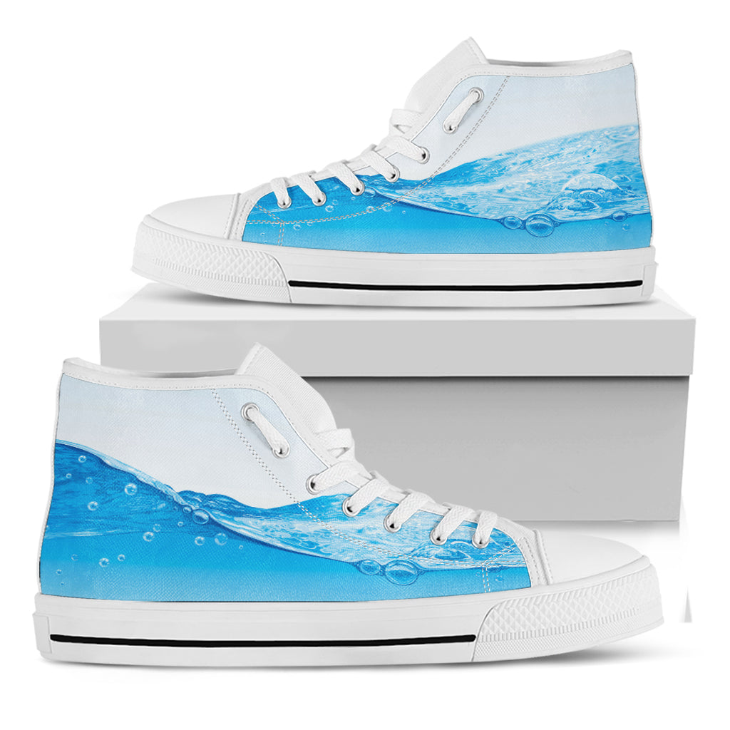 Water Wave Print White High Top Shoes