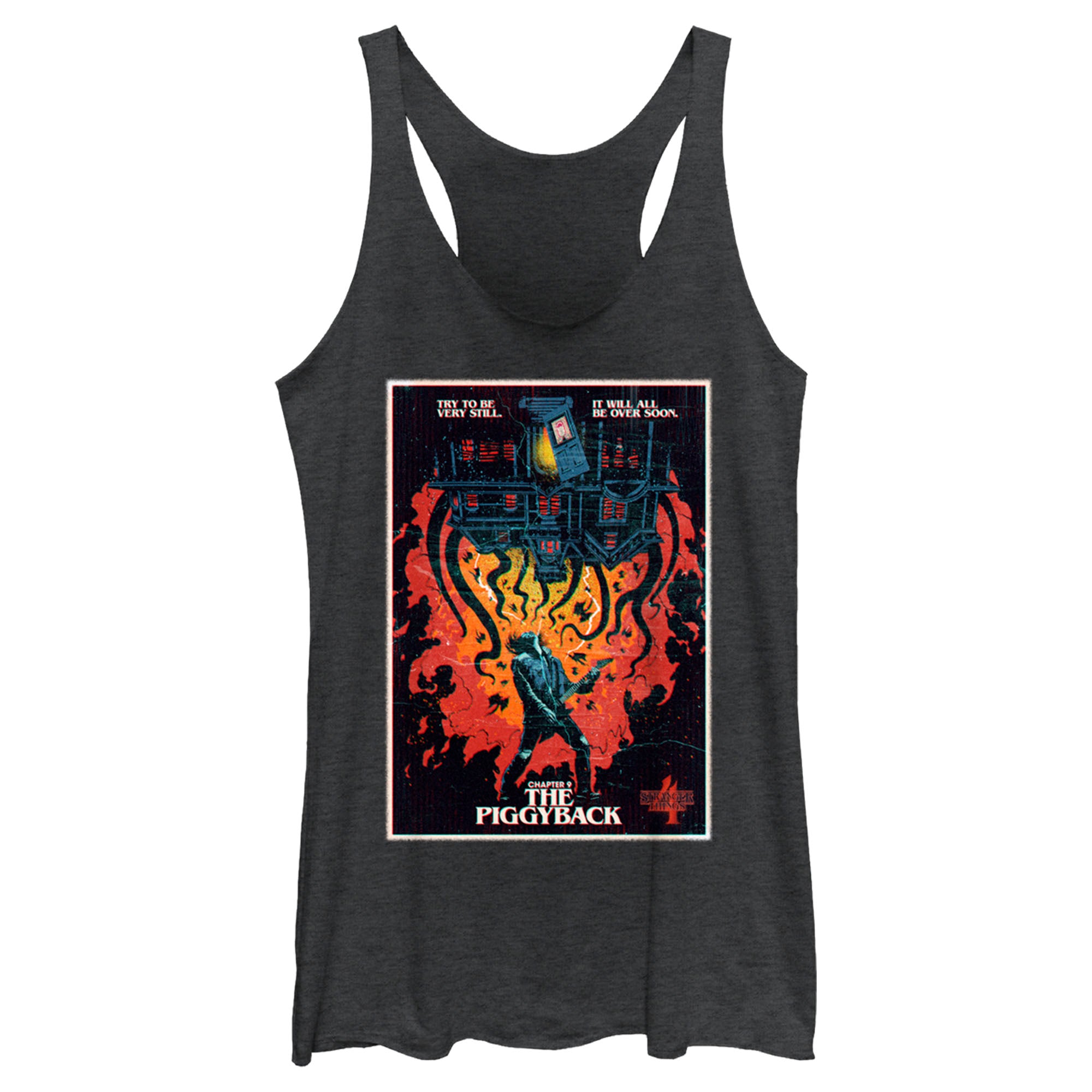 Women’S Stranger Things Retro Piggyback Poster Racerback Tank Top