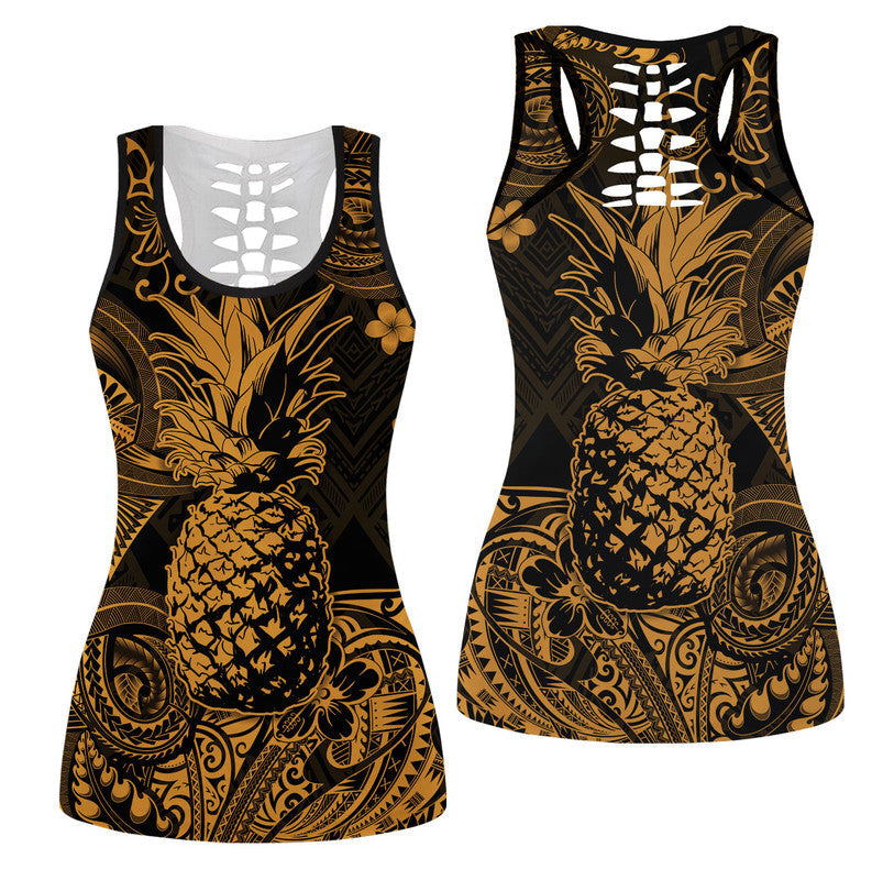 Hawaiian Pineapple Polynesian Hollow Tank Top Unique Style Gold Ha14941