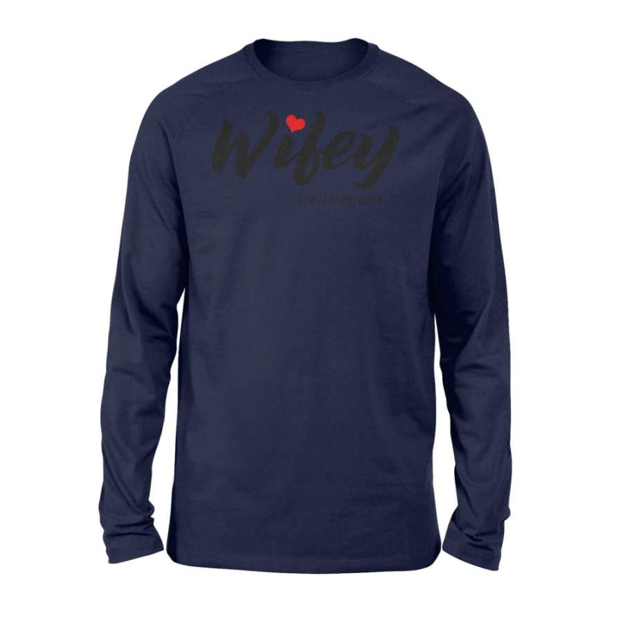 Wifey EST 2014 Anniversary Couples Matching Shirt For Wife – Standard Long Sleeve