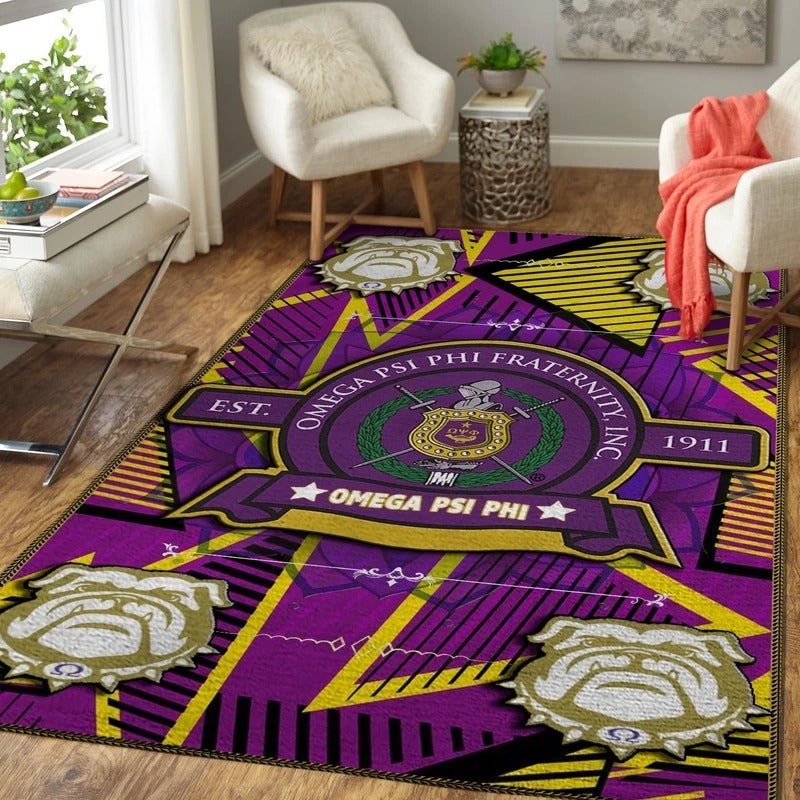 Wonderprint Area Rug Modern Golden Omega Psi Phi Bulldog Frat Lt10