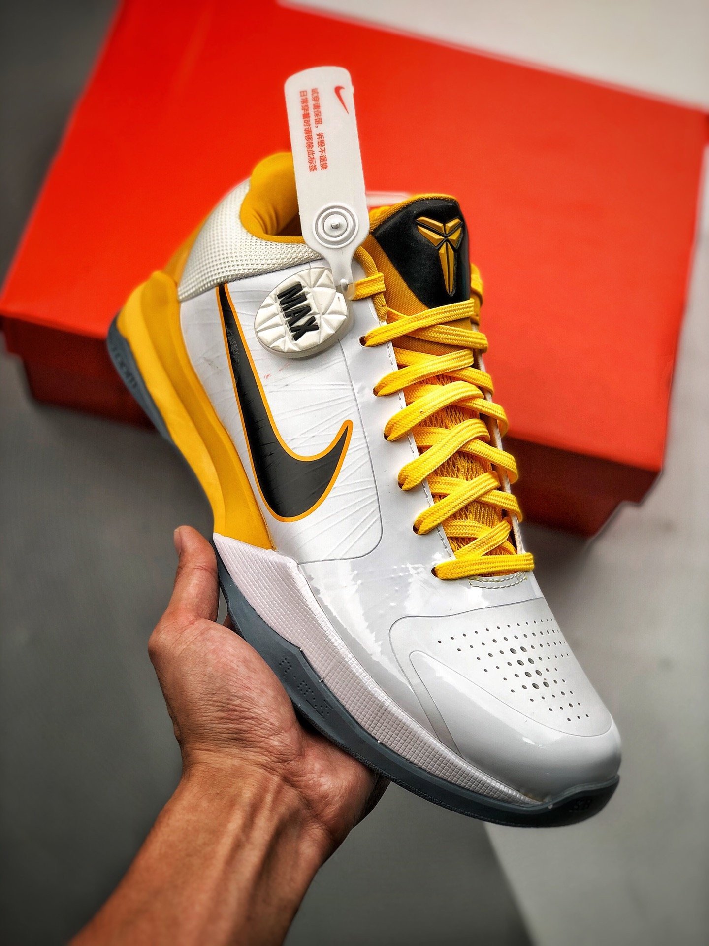 Nike Zoom Kobe 5 WhiteBlack-Del Sol-Metallic Silver 5338394