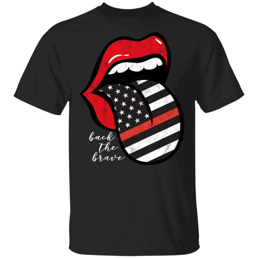 Red Lips Firefighter Tongue Out Back The Brave FD Support Sweatshirt