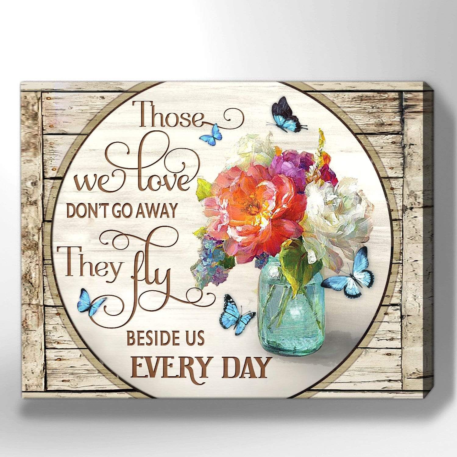Bloomsom Those We Love Don’t Go Away Butterfly Flowers Canvas Wall Art Decor