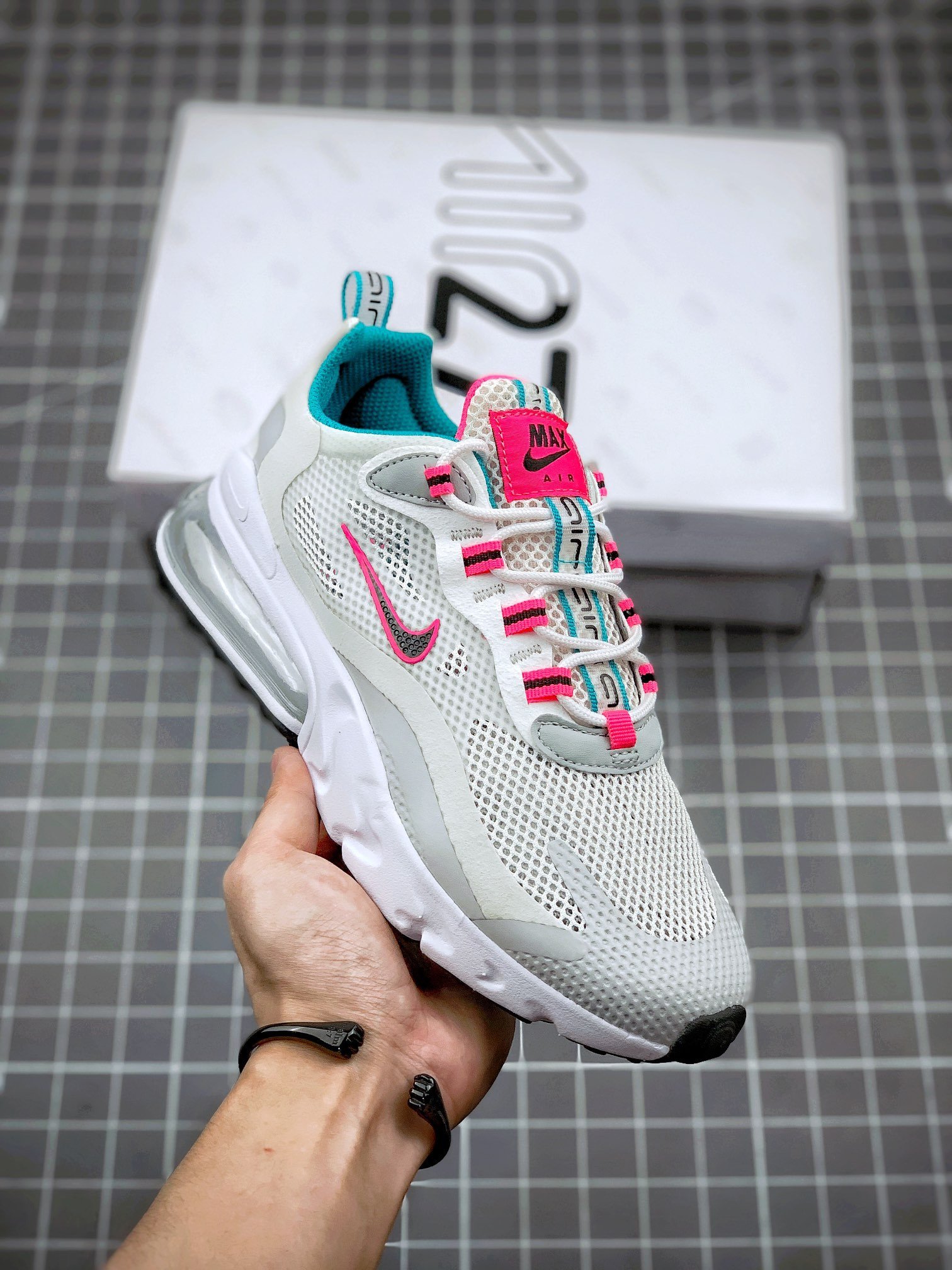 Nike Air Max 270 React White Teal and Pink 5339764