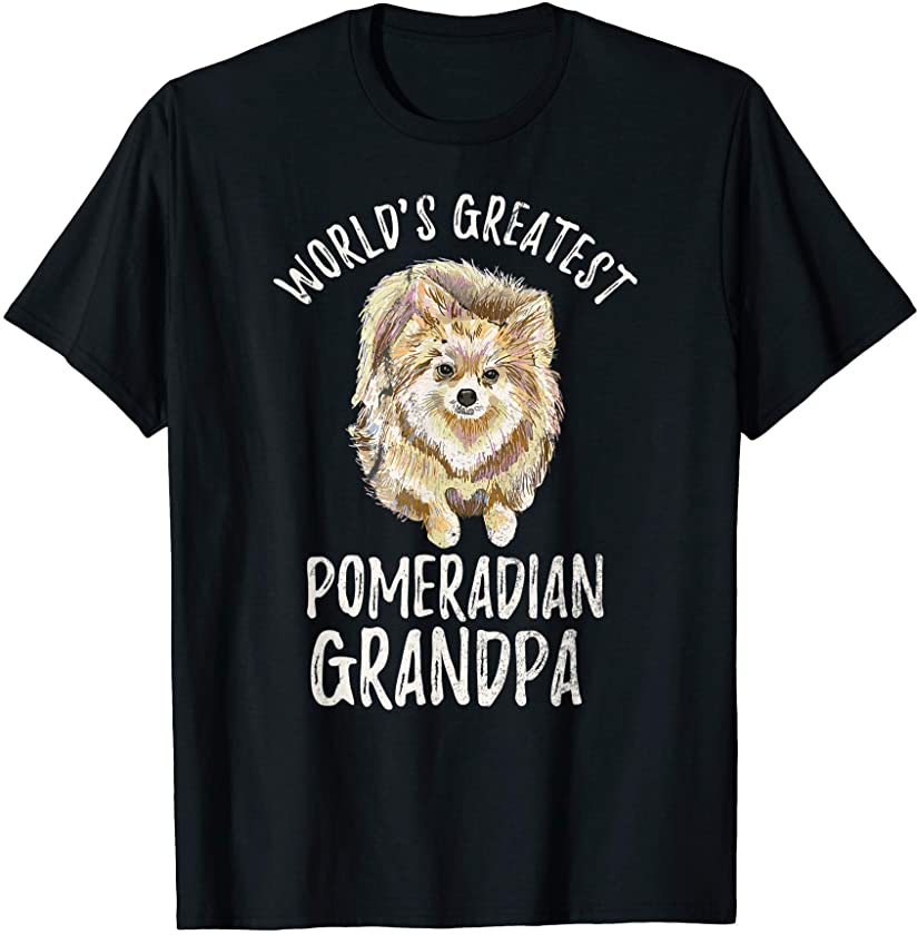 World’s Greatest Pomeranian Grandpa Funny Pom Puppy Lover T-Shirt