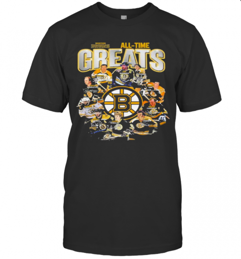 Boston Bruins All Time Greats Signatures T-Shirt