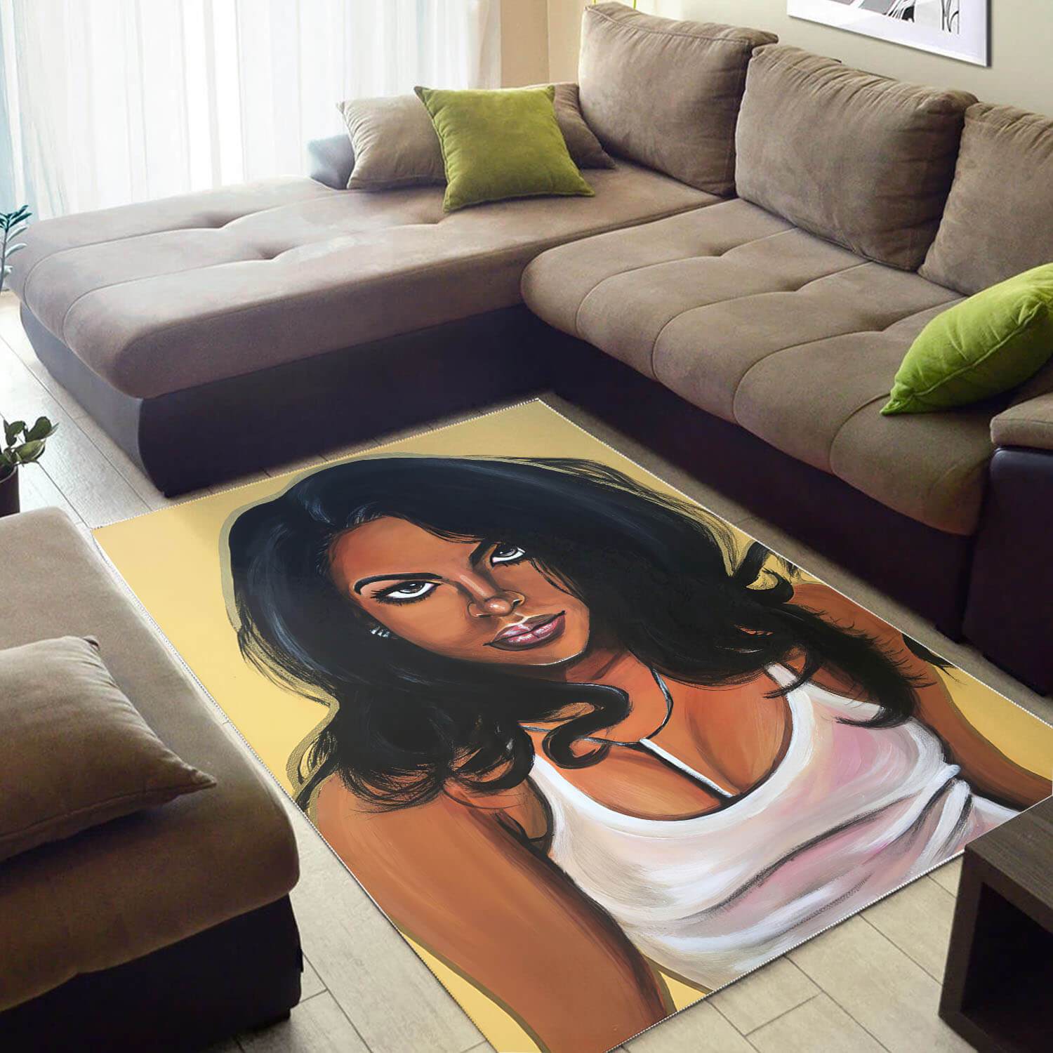 Afrocentric Rugs Pretty Black Woman African American Carpet Modern Afrocentric Decor WBG29188