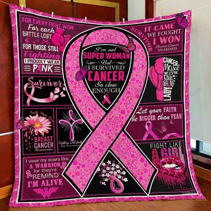 Viticstore™ Not Superwoman – Breast Cancer Awareness – fleece blanket gift for breast cancer patient, gift idea for breast cancer warrior