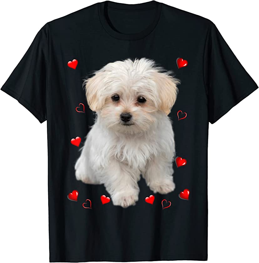 Maltese Dog Lover Puppy Owners Heart Design T-Shirt