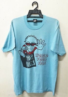 Vintage Toy Dolls Punk Rock Tour Concert Promo T-shirt 50/50 Clash Sex Pistols 9681