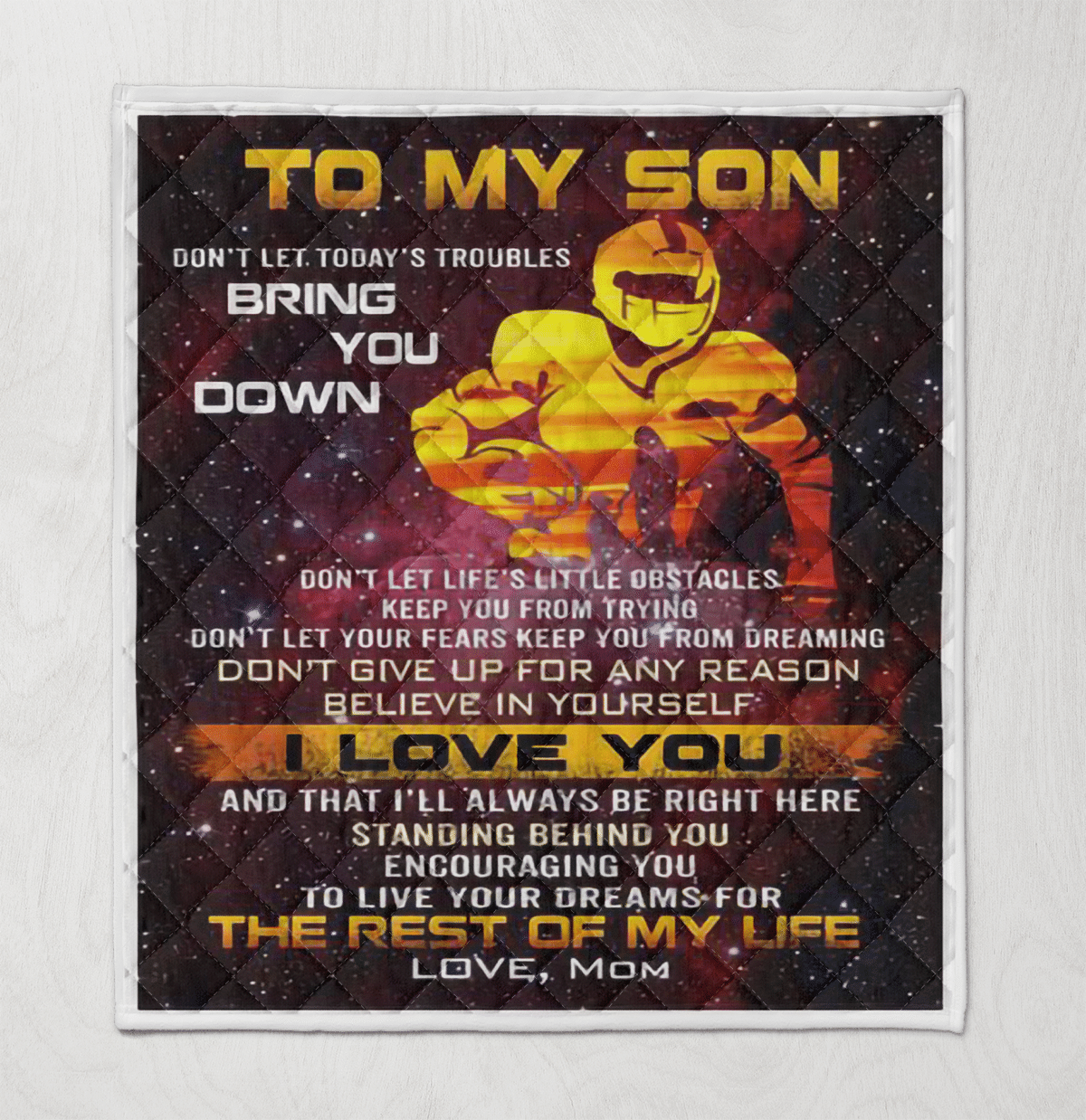 Wooni To My Son Don’T Let Today’S Troubles Bring You Down Football Quilt Quilt Blanket Wn1512209