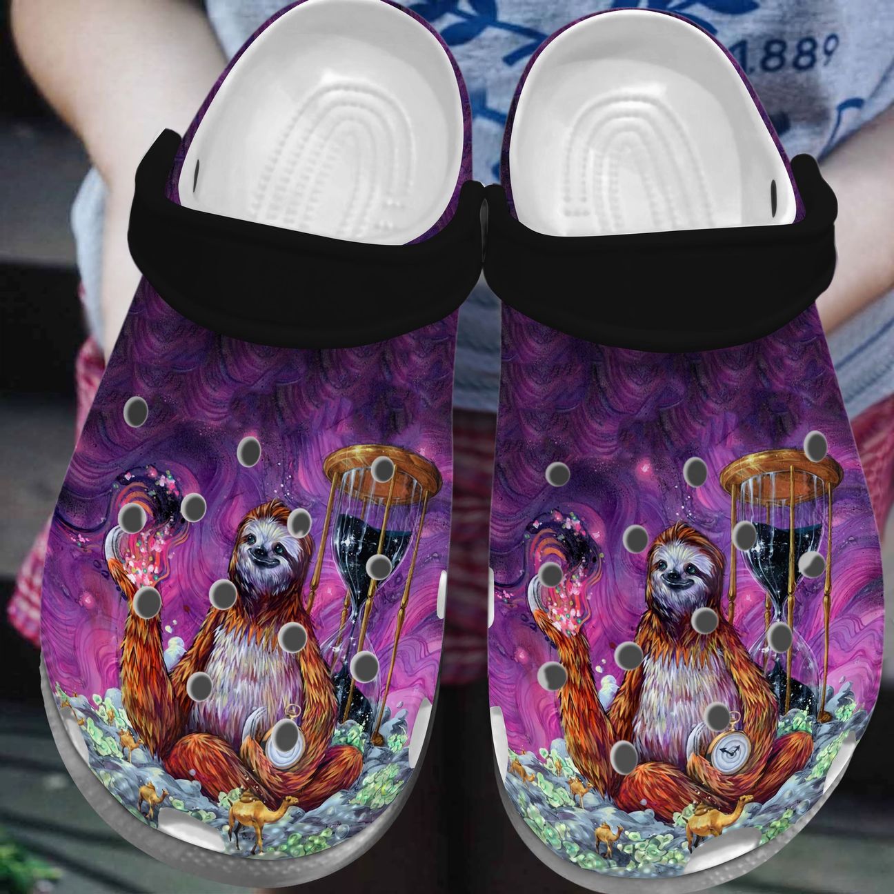 Sloth Slow Down Galaxy Personalized Clog, Custom Name, Text, Color, Number Fashion Style For Women, Men, Kid, Print 3D