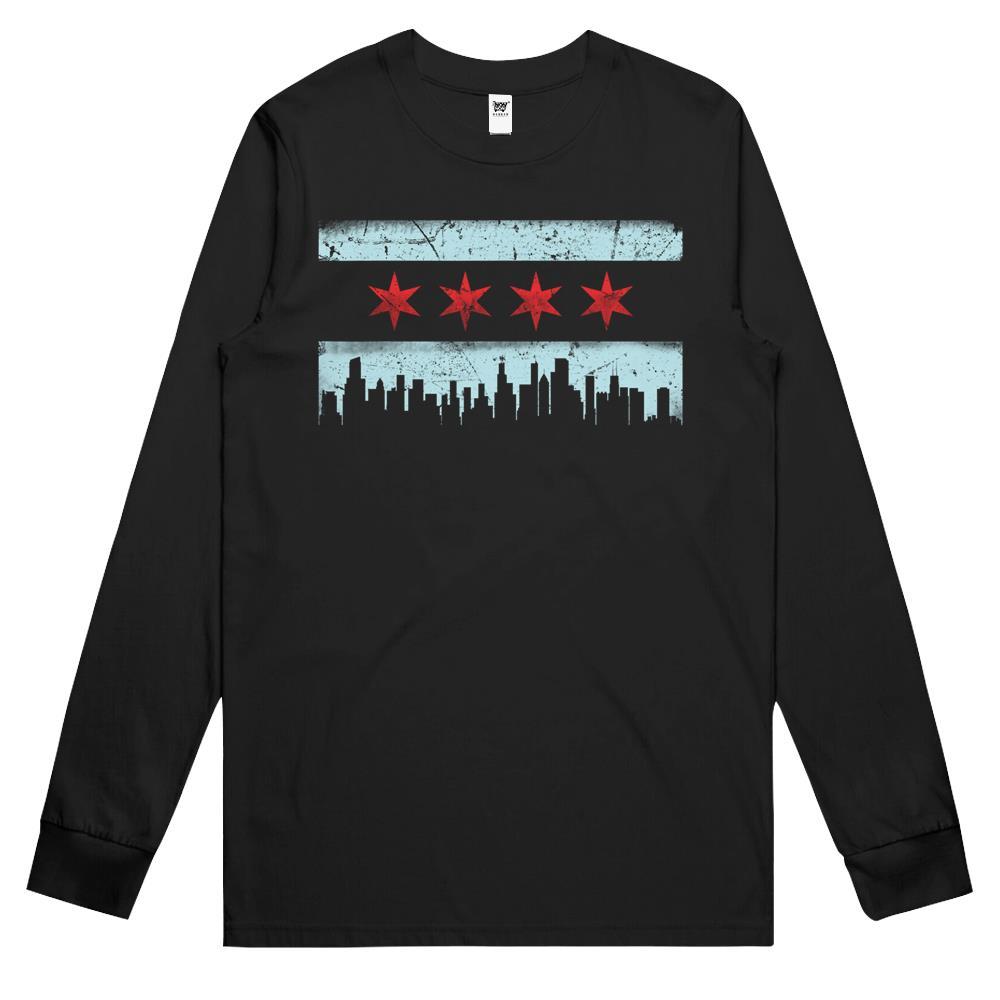 Chicago Flag Skyline Long Sleeve T Shirts