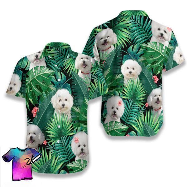 Tropical Bichon Frise Summer Aloha Hawaiian Shirt Colorful Short Sleeve Summer Beach Casual Shirt For Men And Women