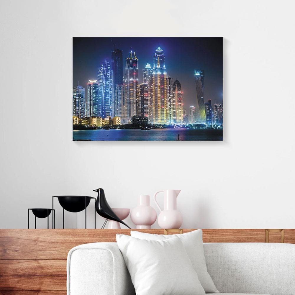 Canvas Wall Art Lake Night Light Building Wonderful City Wall Art Canvas Wall Art Home Decor