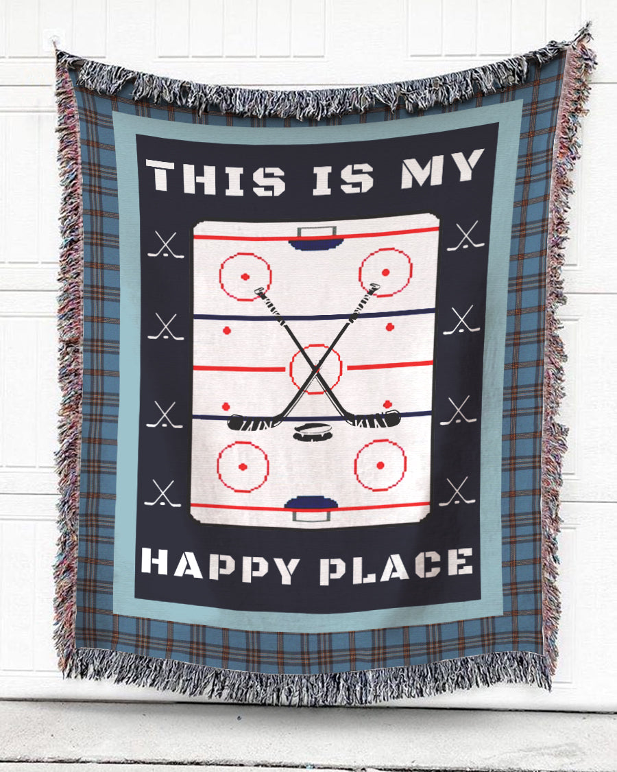 Woven Throw For Sports Lovers Christmas Gift, This Is My Happy Place, Cotton Blanket