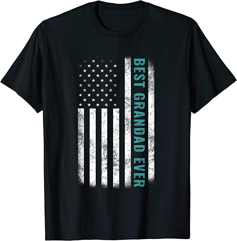 Best Grandad Ever Vintage American Flag Tee Fathers Day Gift T-Shirt