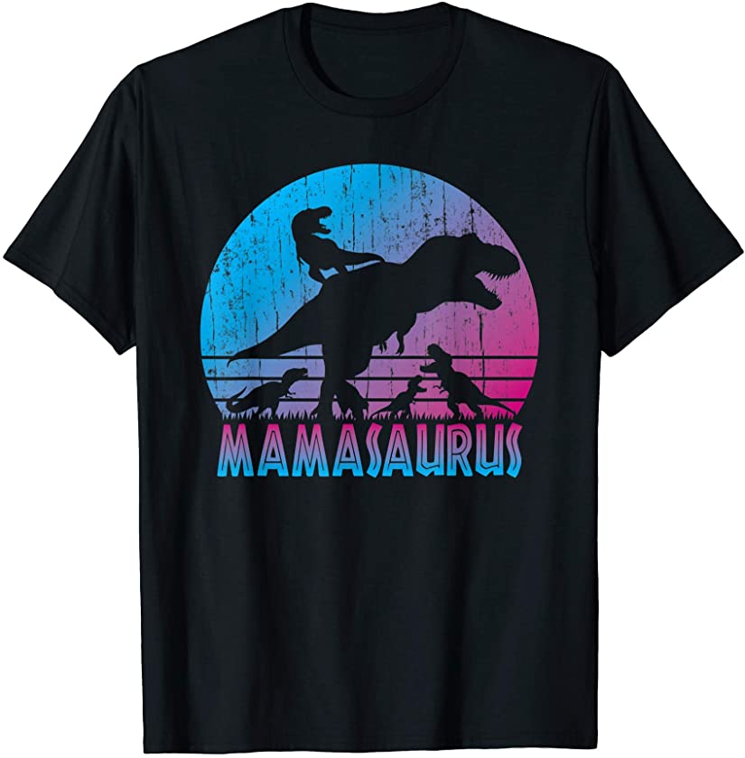 Vintage Retro 4 Kids Mamasaurus Sunset Funny Gift For Mother T-Shirt