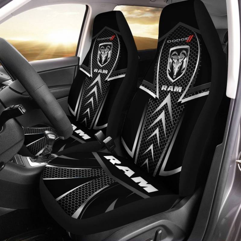 Dodge RAM BDA Car Seat Cover (Set of 2) Ver 2 (Black)