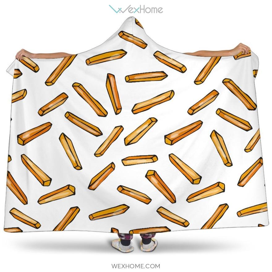 French Fries Potato Pattern Hooded Blanket