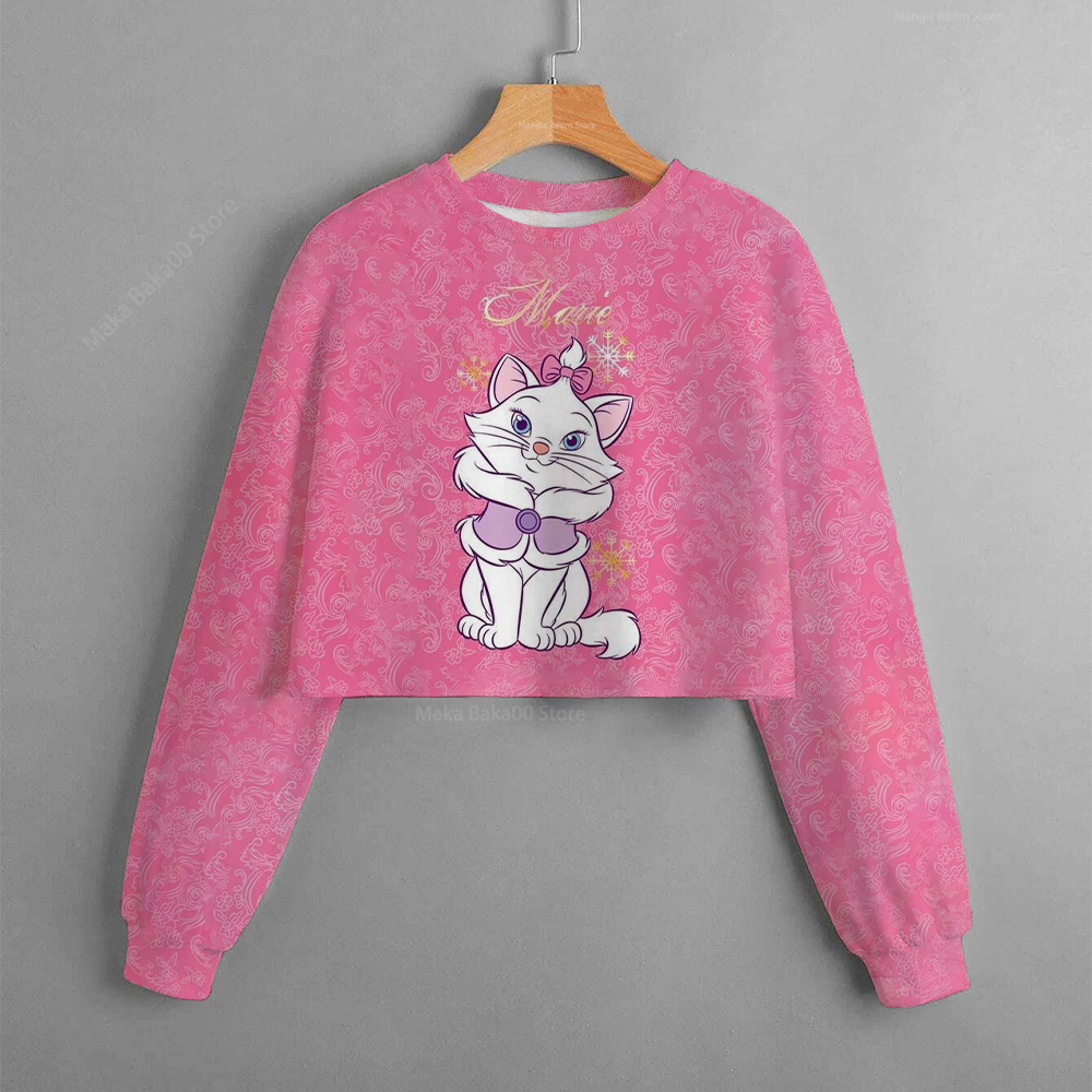 Children’s clothing Christmas new Disney short sweater print Mary cat sports style cartoon girl toy clothing cute top alx