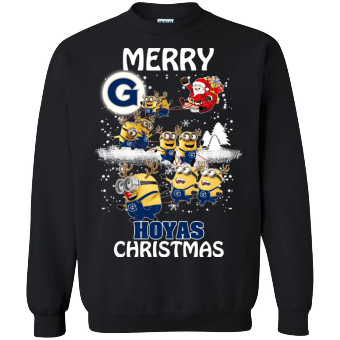 Fabulous Georgetown Hoyas Minion Ugly Christmas Sweater 2023S Santa Claus With Sleigh Hoodies Sweatshirts